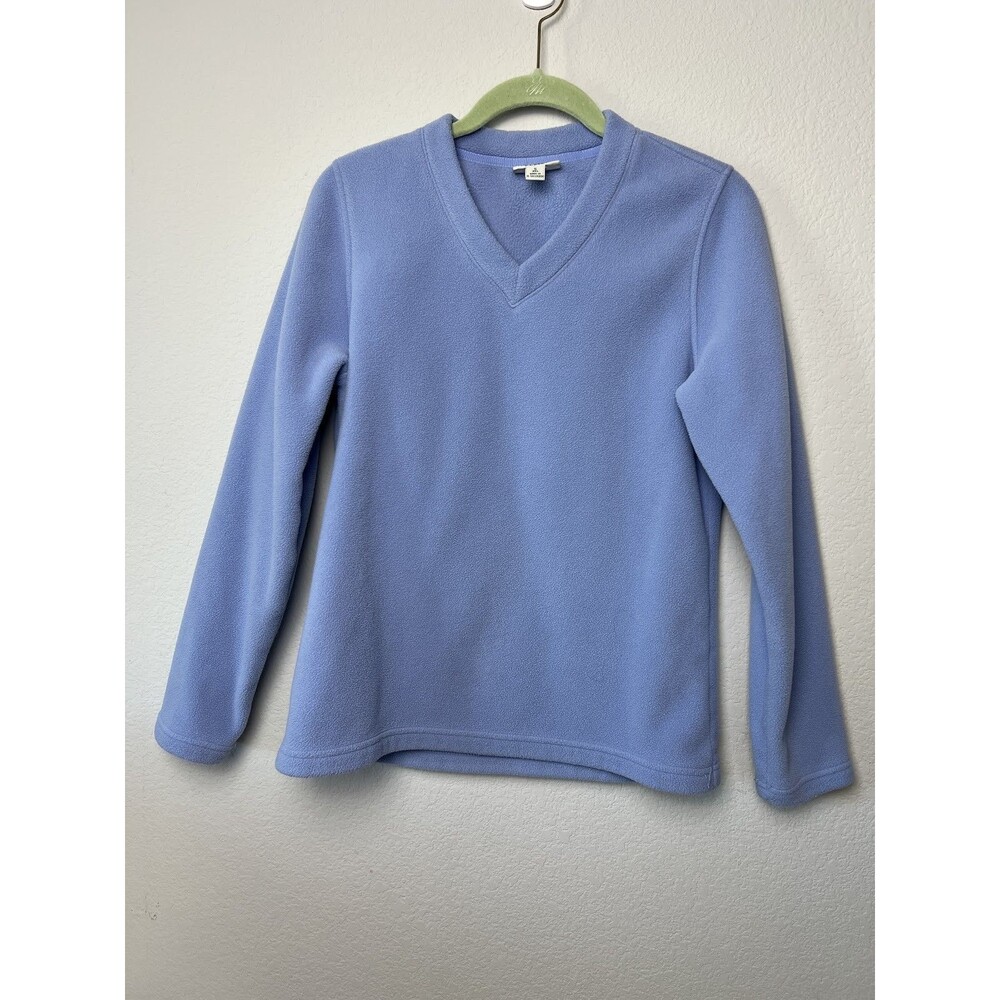 L.L. Bean Polartec Fleece Pullover Sweater Womens Size S Reg Blue Stretch